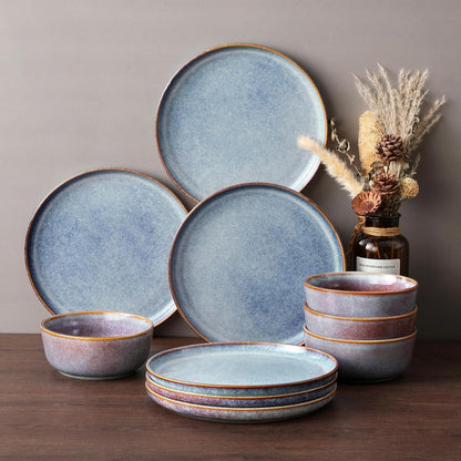 Speiseteller 6er Set 26cm Lavendelblau Steingut Modern