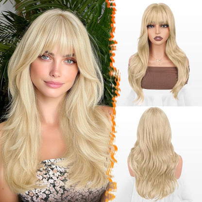 Blond Perücke mit Pony, 50cm, gewellt & natürlich