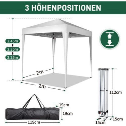 Bonnlo Pavillon 2x2m – Höhenverstellbar & Wetterfest