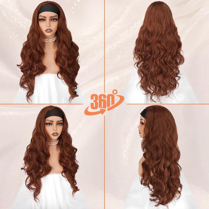 Auburn Rote Stirnband Perücke 66cm Locken – Einfach & Natürlich