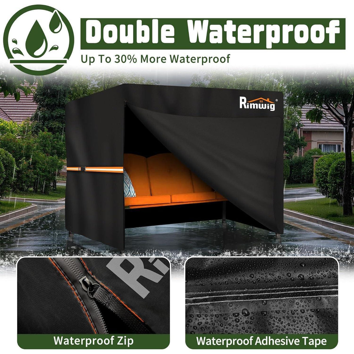 Hollywoodschaukel Abdeckung 3-Sitzer Wasserdicht 210x150x150cm
