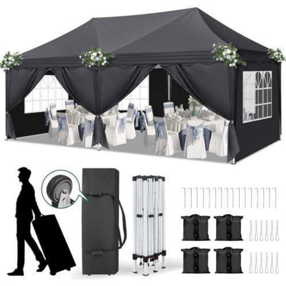 Bonnlo Gazebo 3x6m – Höhenverstellbares Partyzelt mit Seitenteilen