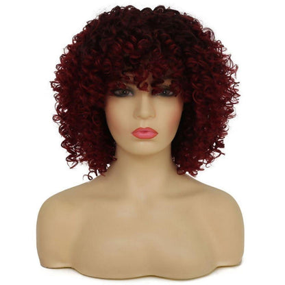 Rote Lockige Afro Perücke – Burgund Wellig & Fluffy für Cosplay