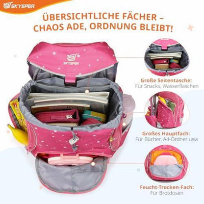 Schulranzen Set 5-teilig für Jungen & Mädchen – Rosa Schulstarter Set