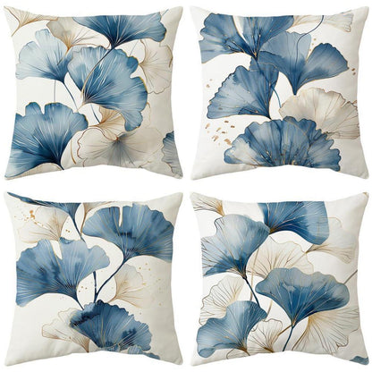Moderne Kissenbezüge 4er Set 45x45cm Ginkgoblatt-Design