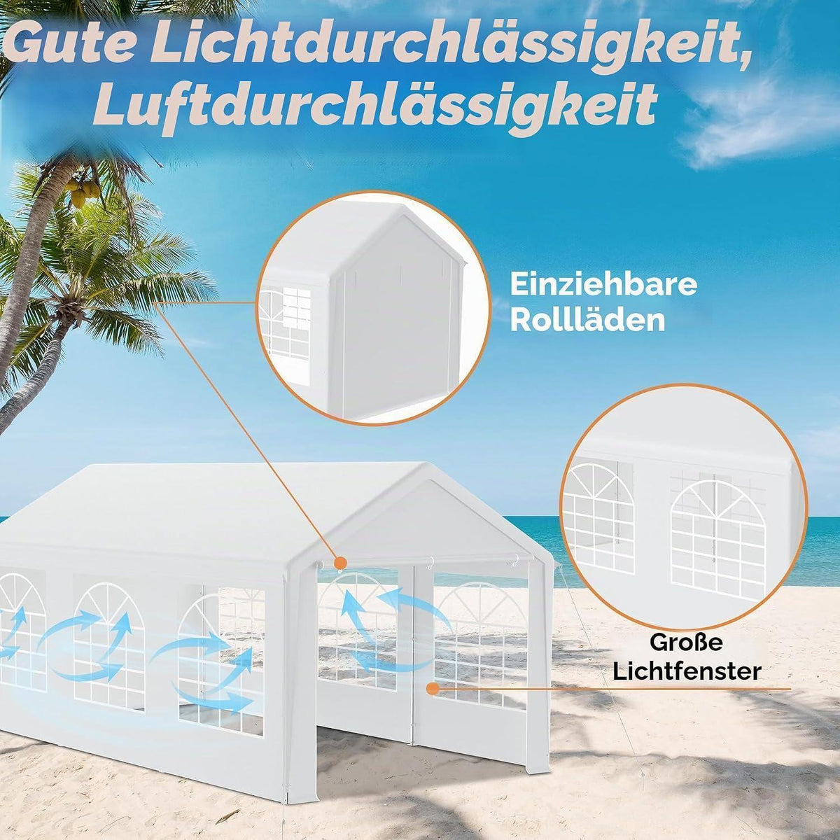 Party Zelt 3x6m mit Seitenwänden – Wasserdicht & Stabil