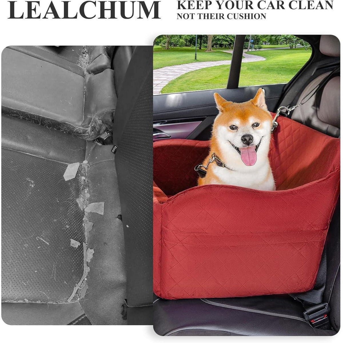 Hunde-Autositz groß, weicher Memory-Schaum, rot