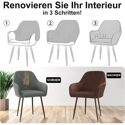 Stretch Samt Stuhlhussen Set - Braun, 4er Pack, Large