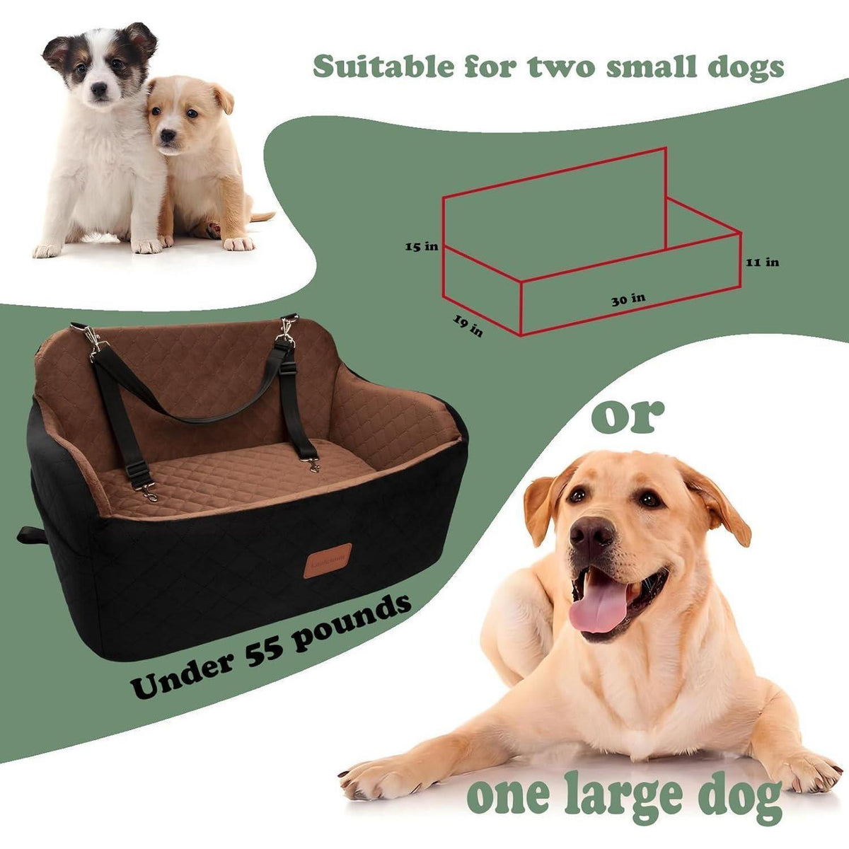 Hundeautositz Large Beige – Bequemes Hundebett mit Leinen