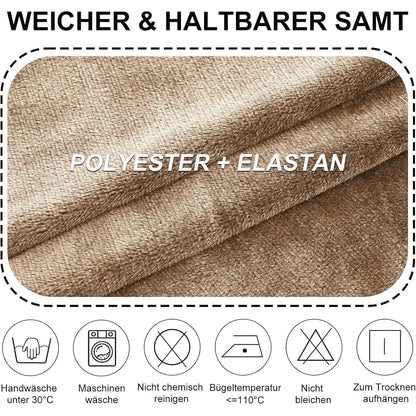 Stretch Samt Stuhlhussen 2er Set - Universal Sesselbezug Kamel