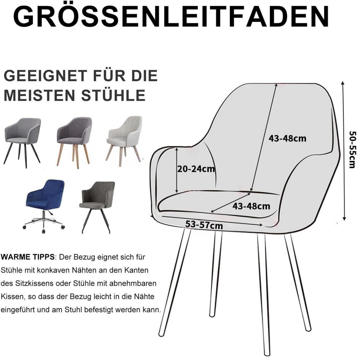 Stretch Samt Stuhlhussen 2er Set - Universal Sesselbezug Kamel