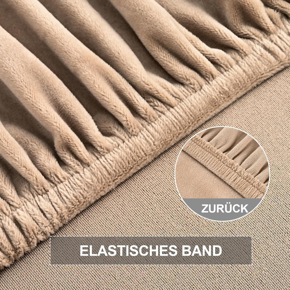 Stretch Samt Stuhlhussen 2er Set - Universal Sesselbezug Kamel