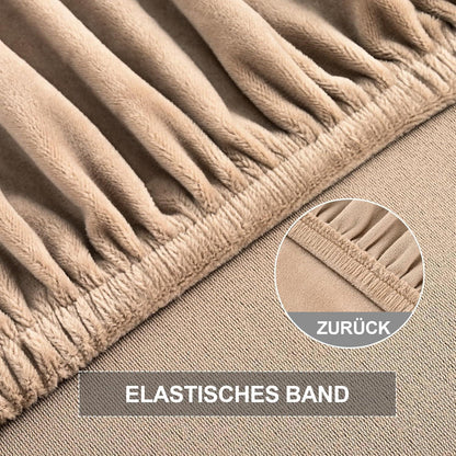 Stretch Samt Stuhlhussen 2er Set - Universal Sesselbezug Kamel