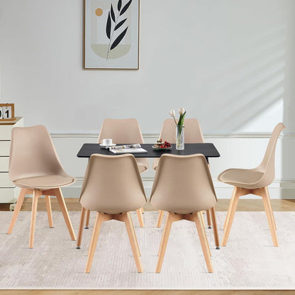 Esszimmergruppe mit Esstisch (110cm) & 6 Stühlen Schwarz/Khaki