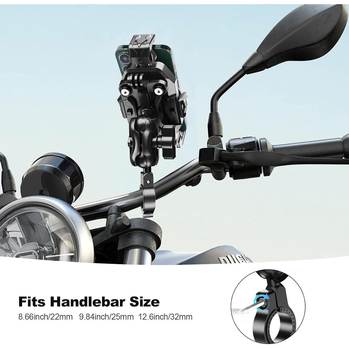 Motorrad Handyhalterung Anti-Vibration, 720° Verstellbar
