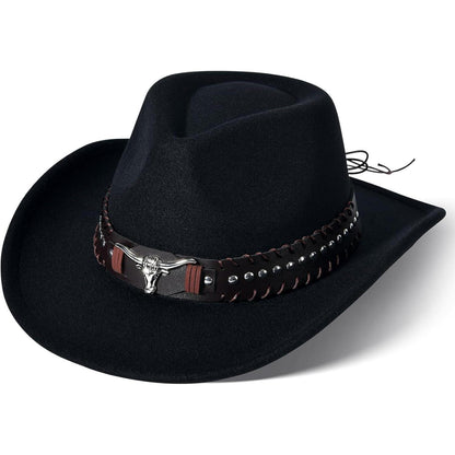 Cowboyhut mit Band und Metallakzenten in Lederoptik