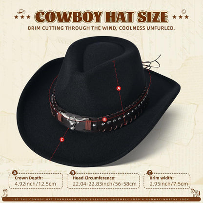 Cowboyhut mit Band und Metallakzenten in Lederoptik