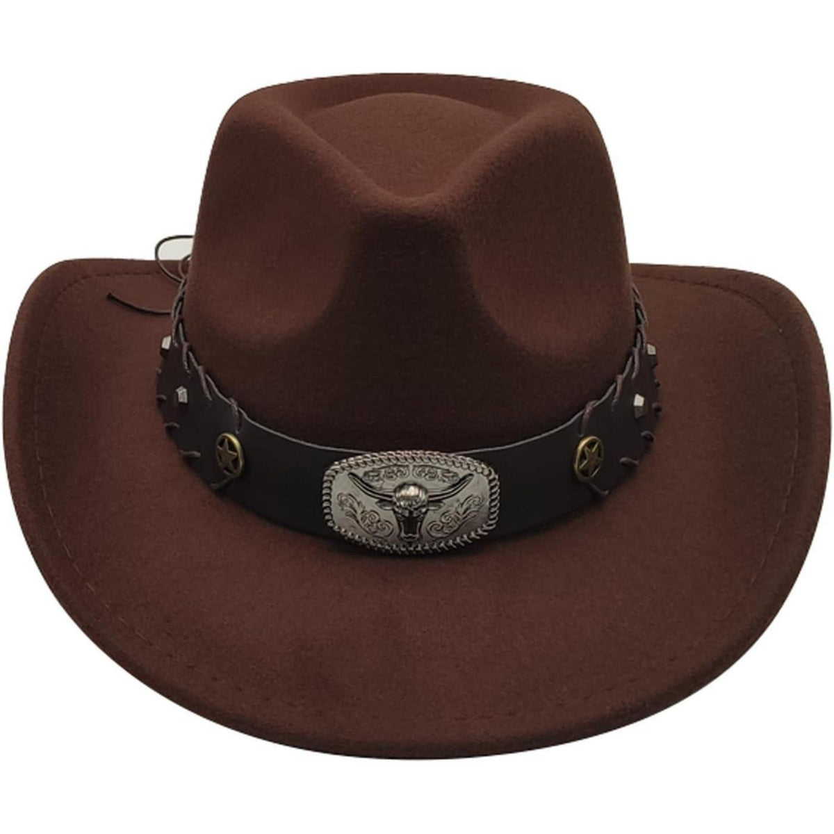 Cowboyhut mit breiter Krempe und Band in Lederoptik
