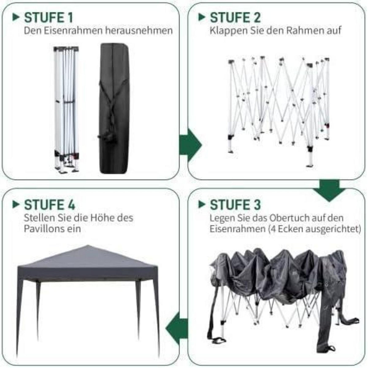 3x3m Gazebo mit 4 Wänden – Wasserdicht & UV-Schutz für Garten & Events