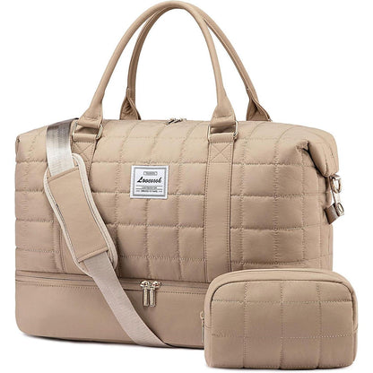 Reisetasche Damen Groß mit Schuhfach & Nassfach, Khaki