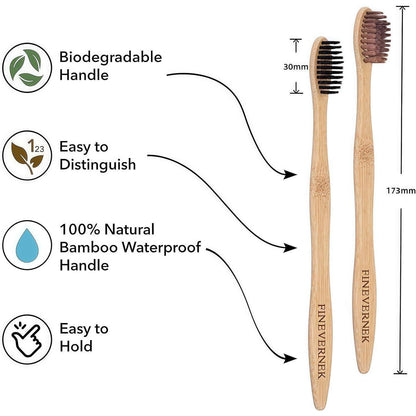 Bambus Zahnbürsten 4er Pack, biologisch abbaubar, vegan