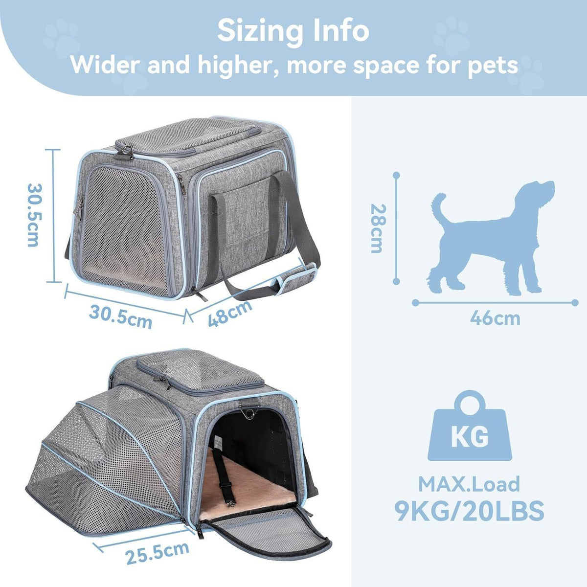 Faltbare Transporttasche für Katze & Hund – Komfort & Sicherheit