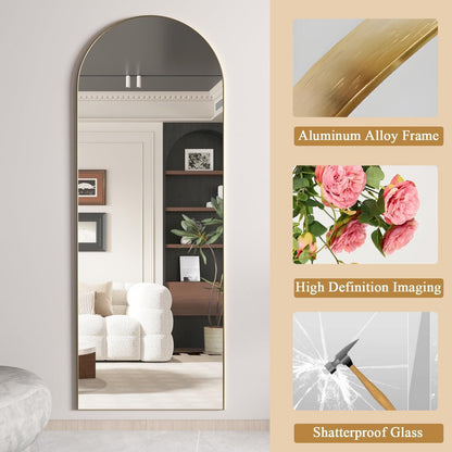 Goldener Bogen-Bodenspiegel 142x40cm – Stand- & Wandspiegel
