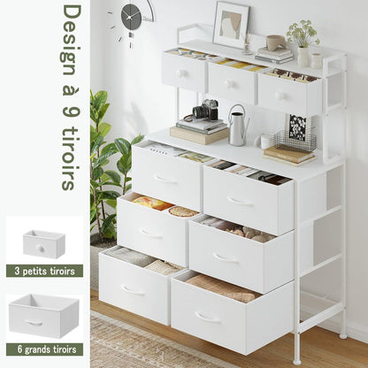 Kommode mit 9 Schubladen – Schlafzimmer Möbel Weiß