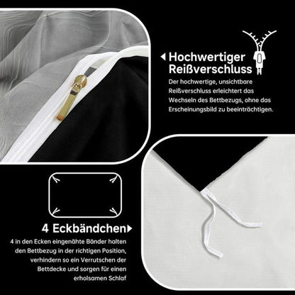 Marmor Bettwäsche Set Grau Gold 135x200cm - 3D Effekt & Luxus