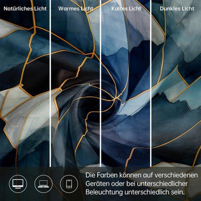 Marmor Bettwäsche Set Dunkelblau Gold 135x200cm 3D Effekt