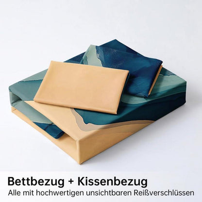 3D Marmor Bettwäsche Dunkelblau 200x200cm | Luxus Bettbezug Set