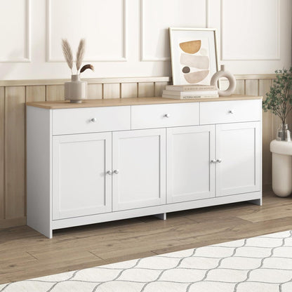 Weißes Sideboard mit 3 Schubladen & 4 Türen – 160cm