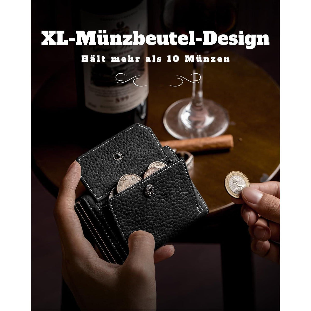 Geldbörse Herren Airtag mit XL Münzfach & RFID Schutz
