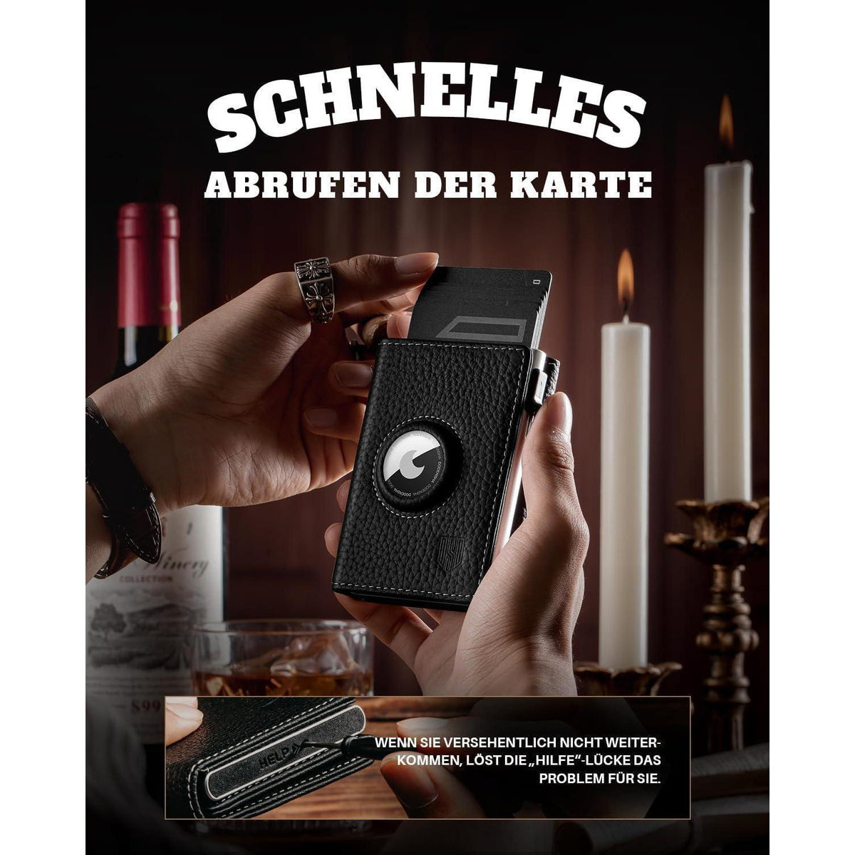 Geldbörse Herren Airtag mit XL Münzfach & RFID Schutz