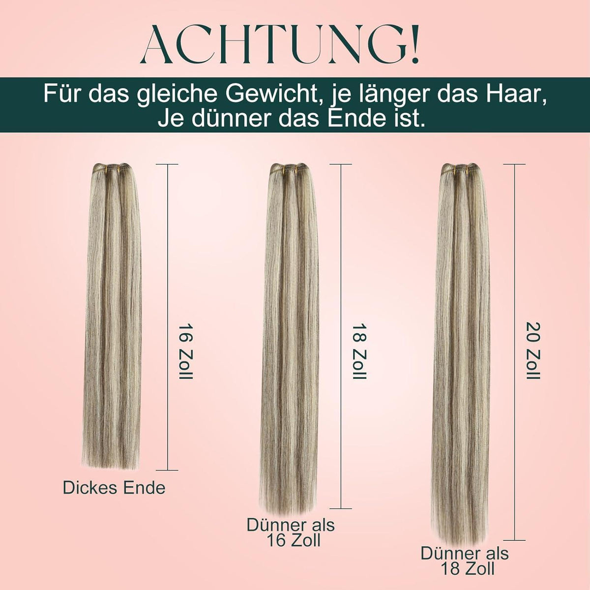 Echthaar Tressen Braun Blond Highlight #P8/60 50cm
