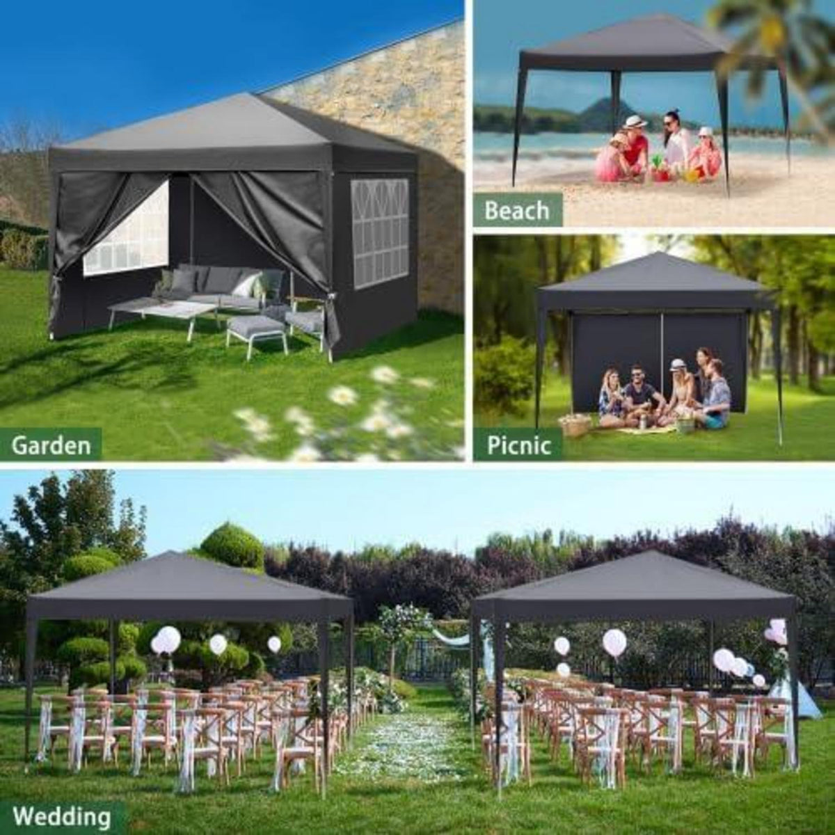 3x3m Pop-up Faltpavillon – Wasserdicht & UV-Schutz für Garten & Events
