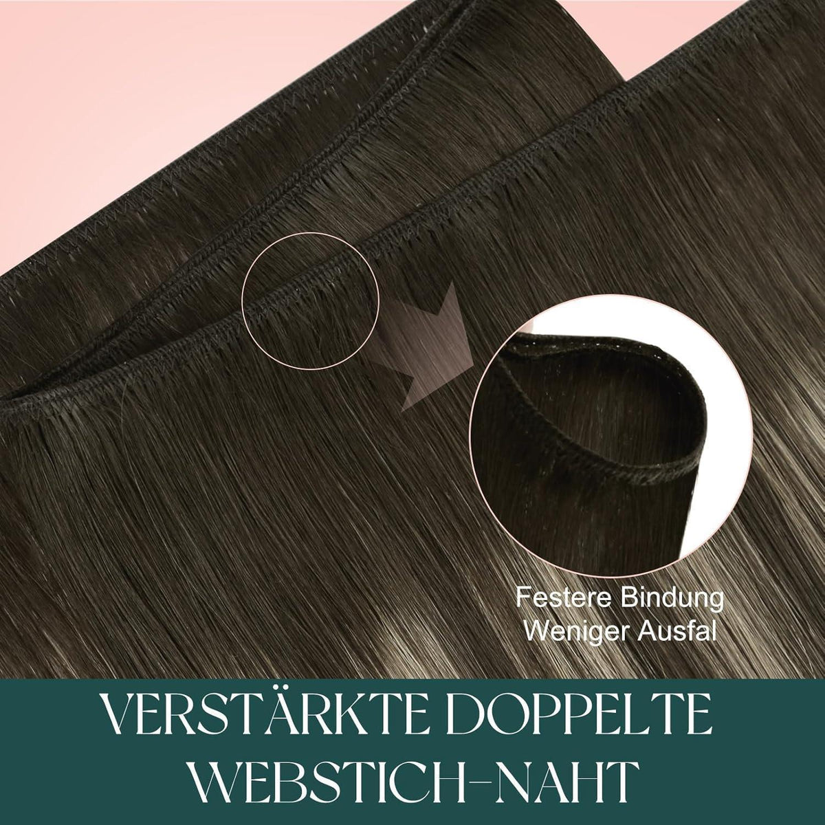 Echthaar Tressen Braun Ombre 60cm – Remy Menschenhaar