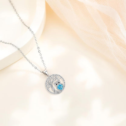 Lebensbaum Halskette 925 Sterling Silber mit Herz Zirkonia