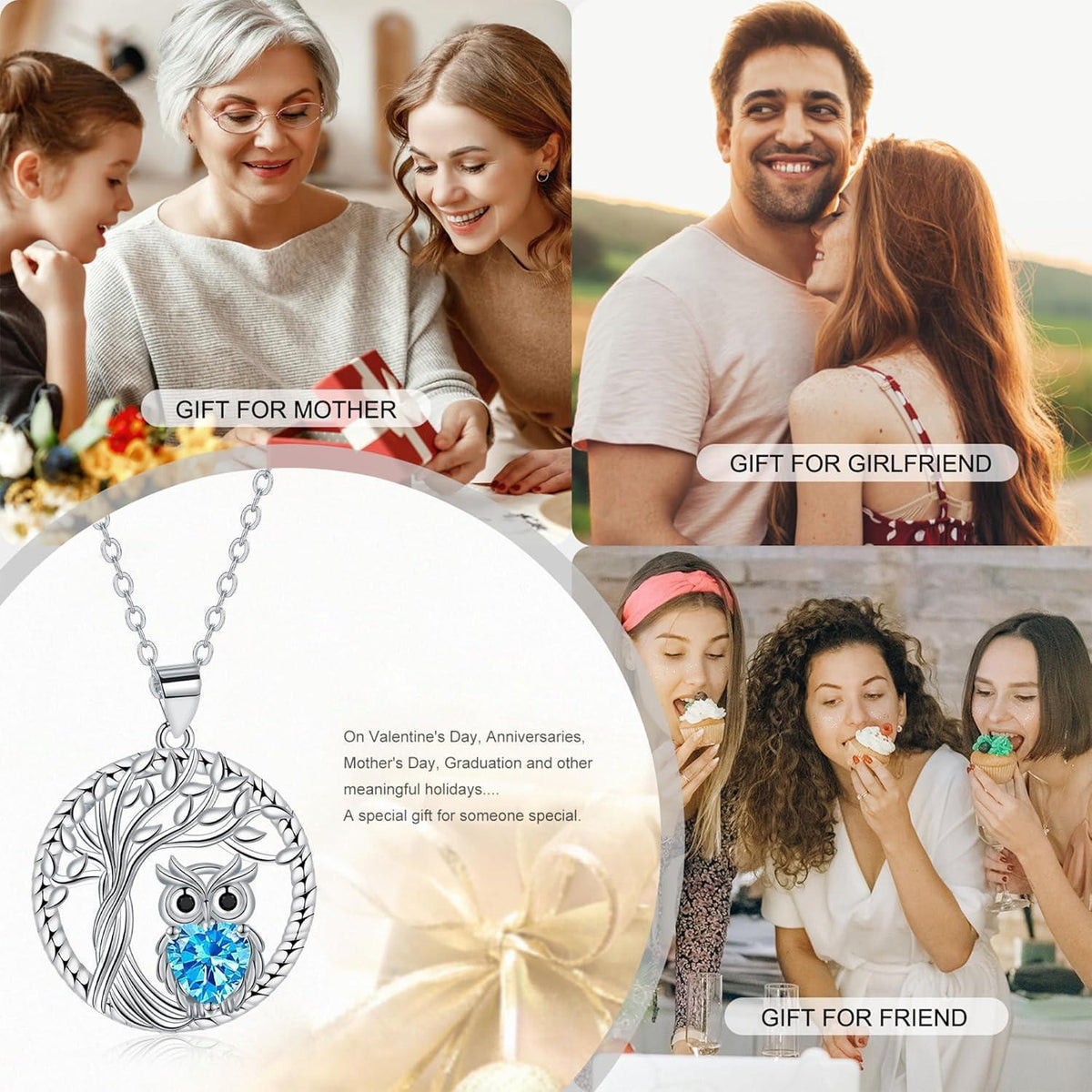 Lebensbaum Halskette 925 Sterling Silber mit Herz Zirkonia