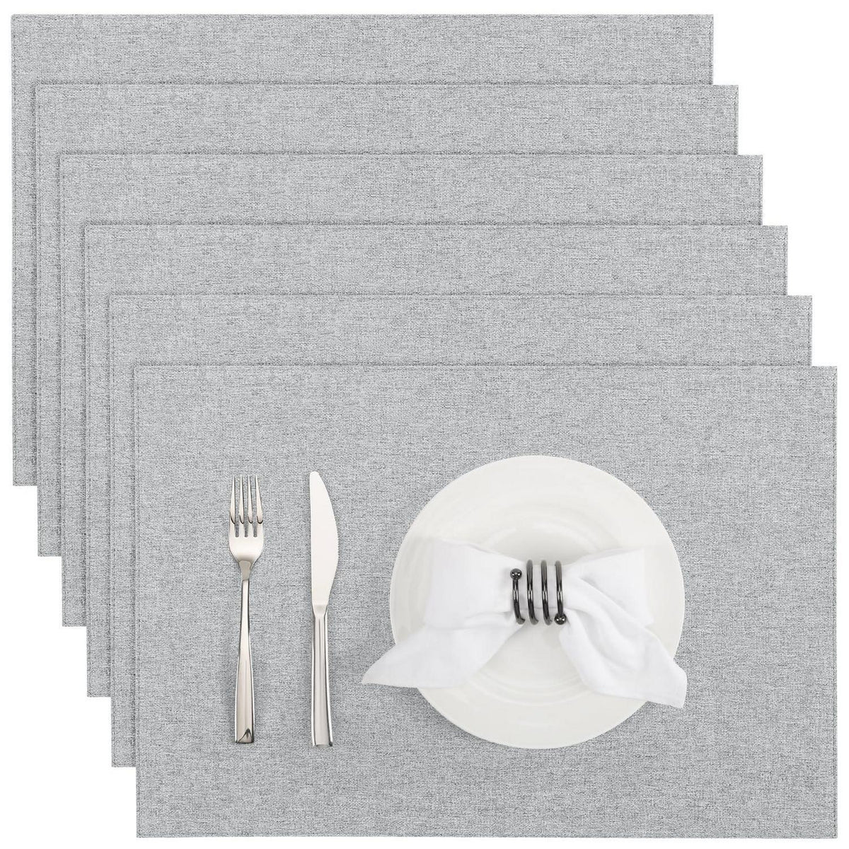 Abwaschbare Tischsets 6er Set Grau Rechteckig