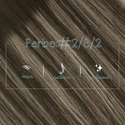 Echthaar Tressen Balayage Braun Ombre #2/8/2 – 40cm