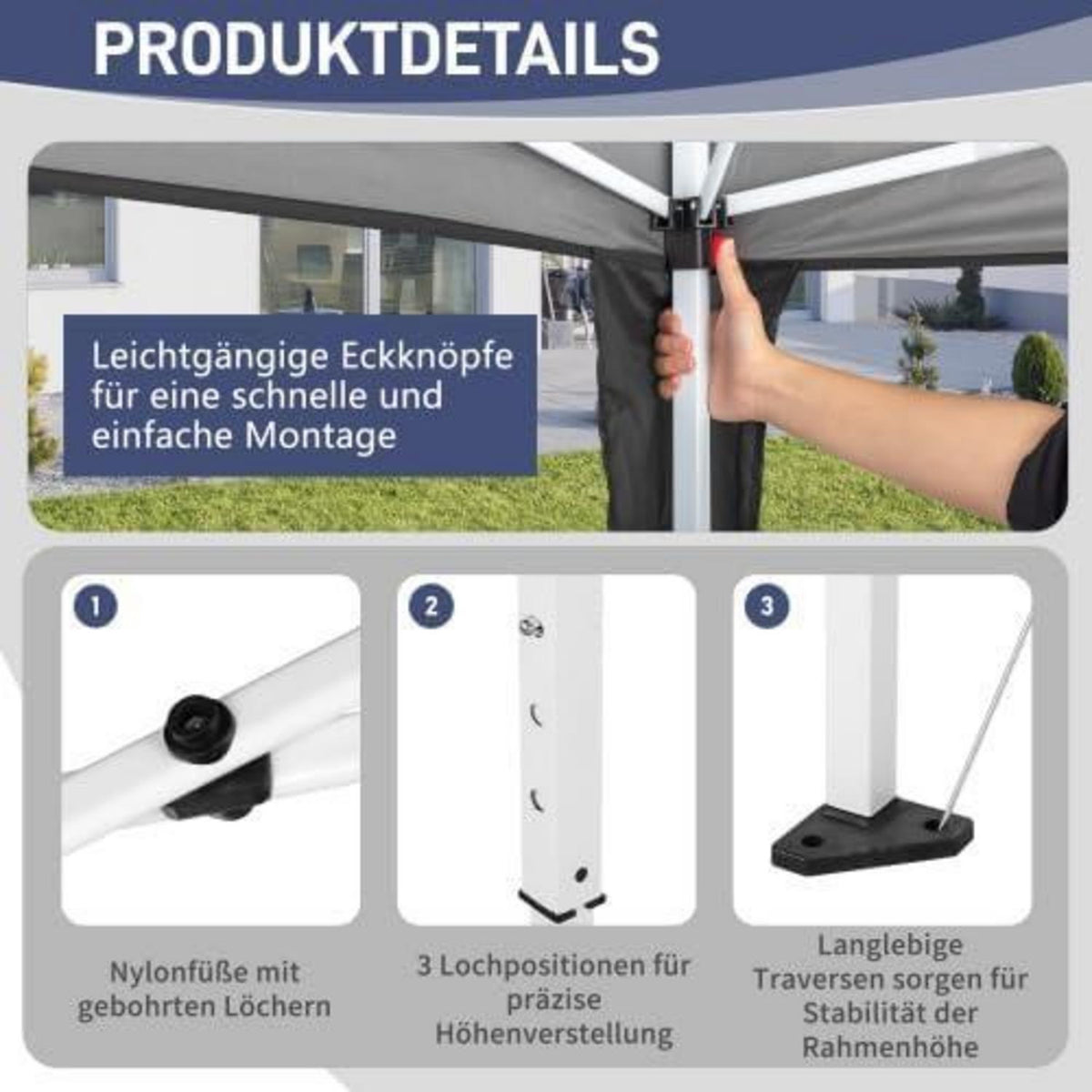 3x3m Gazebo – Wasserdicht, UV-Schutz & Mesh-Seitenteile