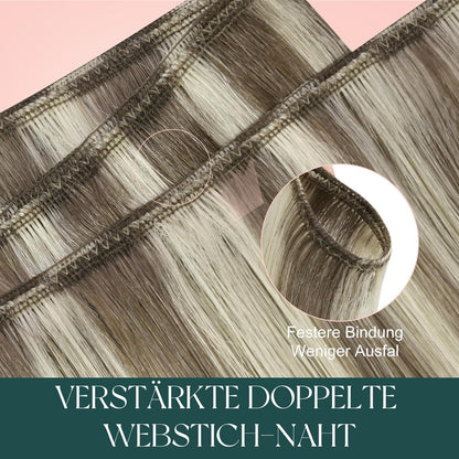 Echthaar Tressen zum Einnähen Blond Highlights 55cm