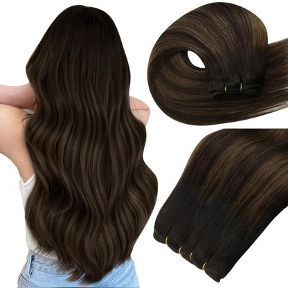 Echthaar Tressen Ombre Braun Blond 50cm 100g