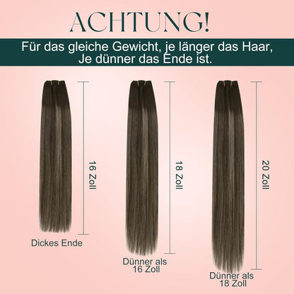 Echthaar Tressen Ombre Braun Blond 50cm 100g