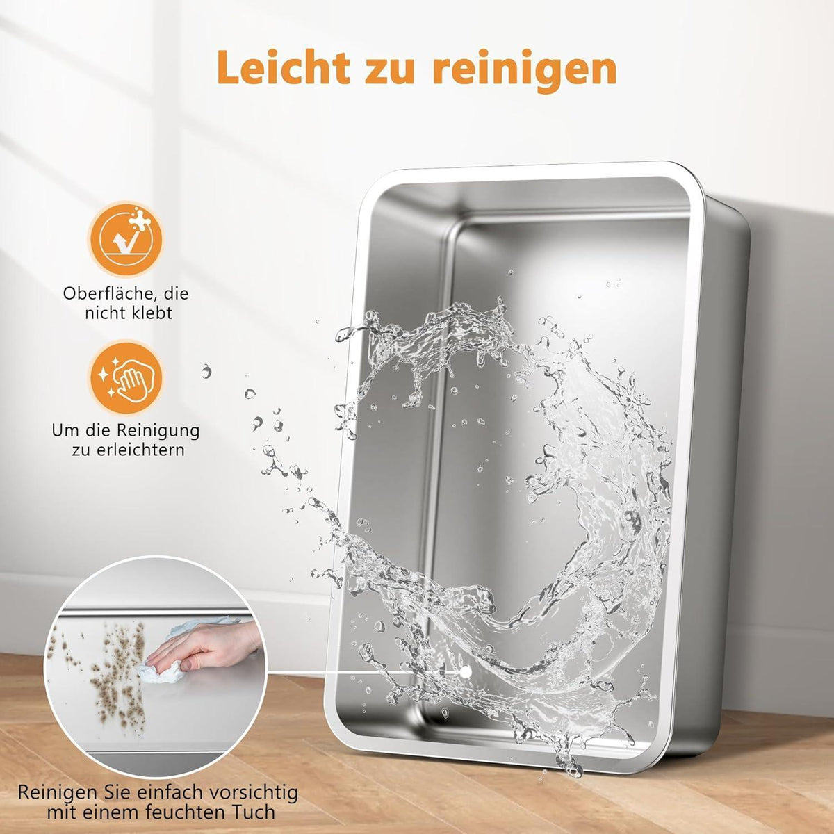 XXL Edelstahl Katzentoilette mit Streu-Recycling, Silbergrau