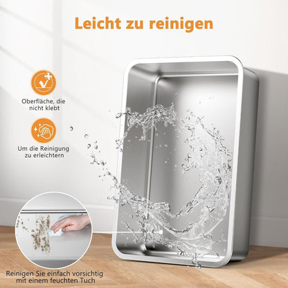 XXL Edelstahl Katzentoilette mit Streu-Recycling, Silbergrau