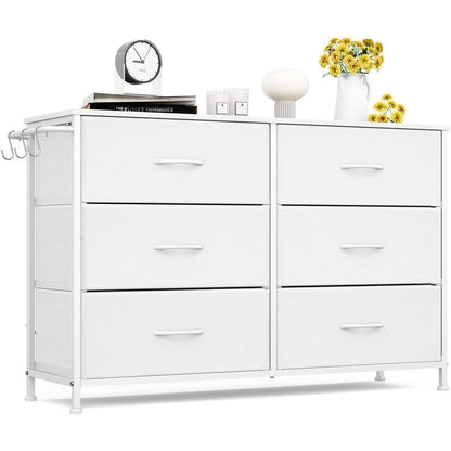 Flur Kommode mit 6 Schubladen – Industrial Design Weiß 100x30x65cm
