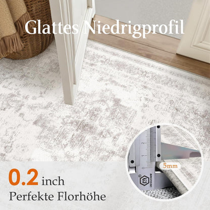 Vintage Grau Teppich Wohnzimmer 180x270cm Waschbar