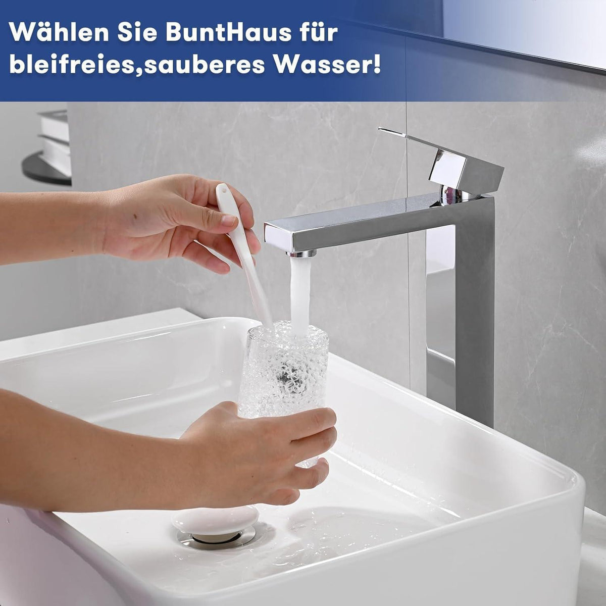 Waschtischarmatur Edelstahl Hoch, BuntHaus Einhebelmischer